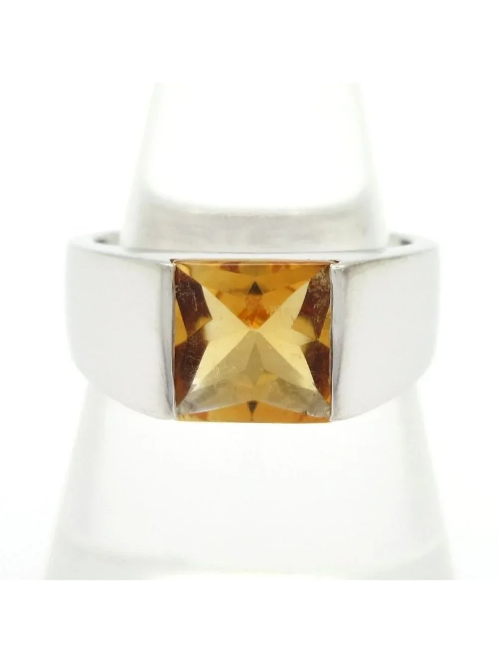 Cartier Ring 54 Tank 18k White Gold Citrine